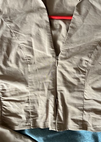 Fermuarlı Bej Kadın Keten Gömlek - Görsel 2