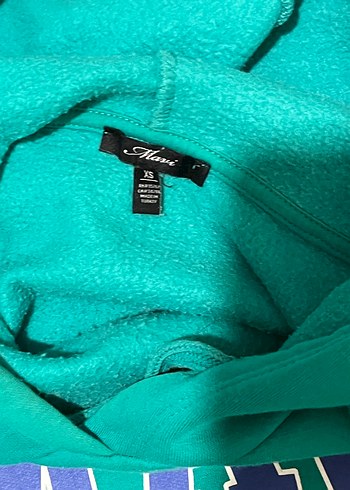 Mavi Kapüşonlu Yeşil Kadın Sweatshirt - Görsel 3