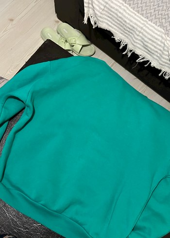 Mavi Kapüşonlu Yeşil Kadın Sweatshirt - Görsel 4