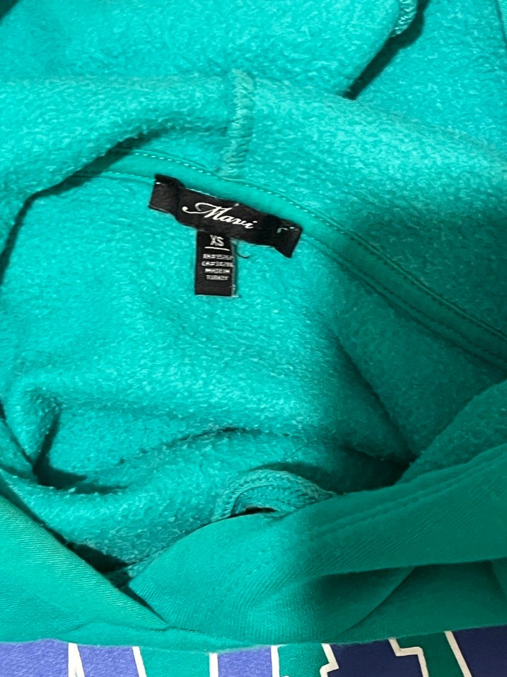 Mavi Kapüşonlu Yeşil Kadın Sweatshirt - Görsel 3