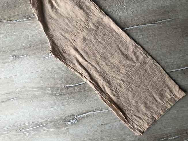 m Beden Kadın krem rengi bol paça ince kumaş yazlık pantolon