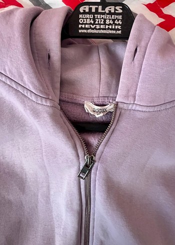 Addax Fermuarlı Kapüşonlu Lila Hırka - Görsel 4