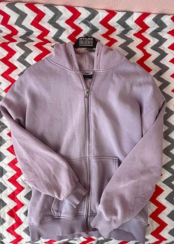 Addax Fermuarlı Kapüşonlu Lila Hırka - Görsel 3