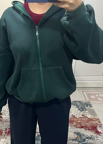 Yeşil Oversize Fermuarlı Ceket - Görsel 5