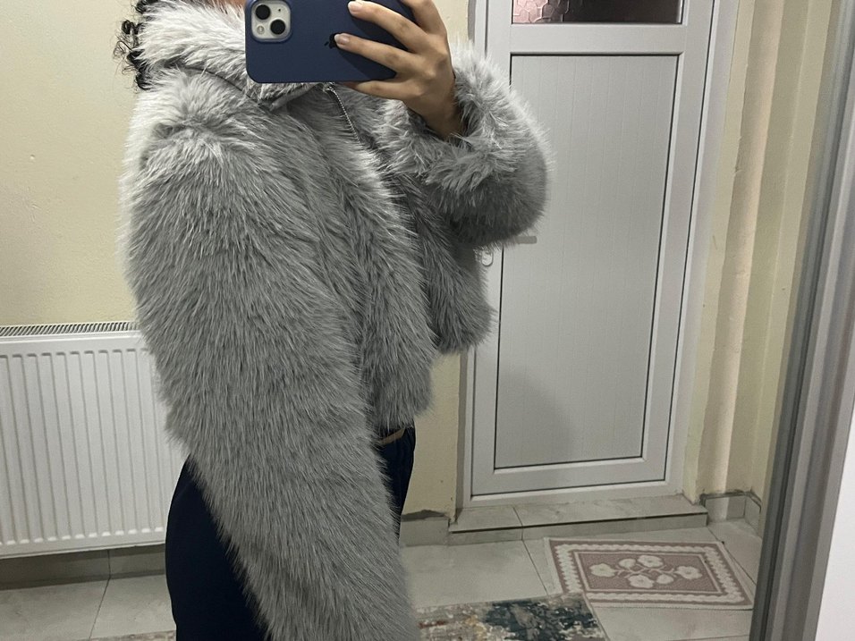 Gri Kürk Ceket - Görsel 3