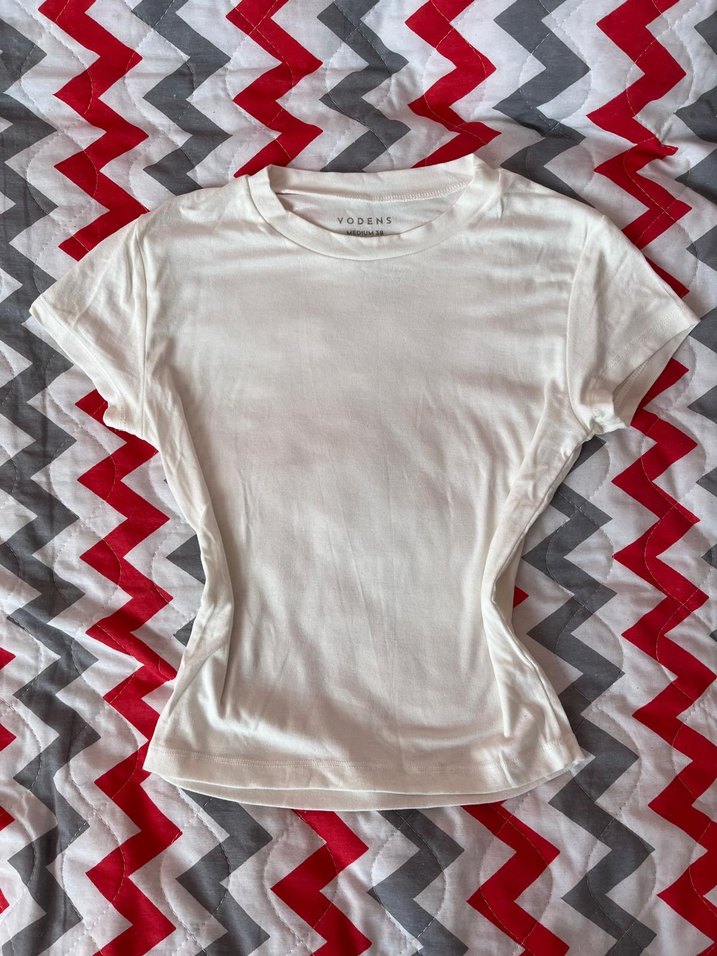 Beyaz Kısa Kollu Pamuklu Tişört - Görsel 2