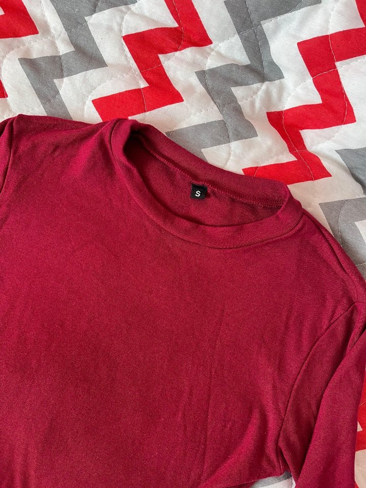 Bordo Fitted Bluz - Görsel 3