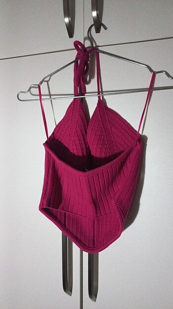 s Beden pembe örme crop