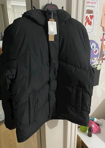 Diğer Jack jones Erkek Siyah Kapüşonlu Puffer Ceket