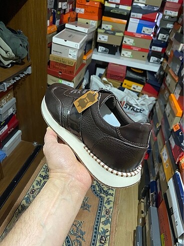 42 Beden kahverengi Renk ERKEK DERİ SNEAKER