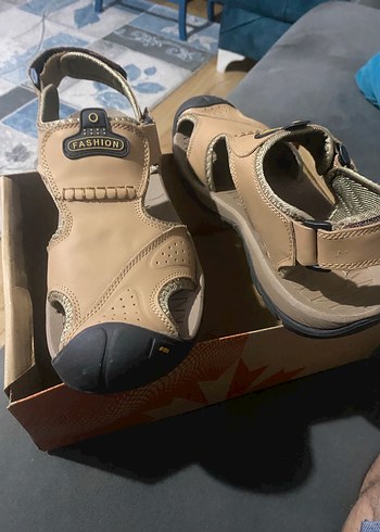 Bej Erkek Deri Sandalet - Görsel 5