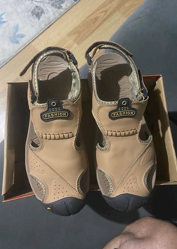 Bej Erkek Deri Sandalet - Görsel 3