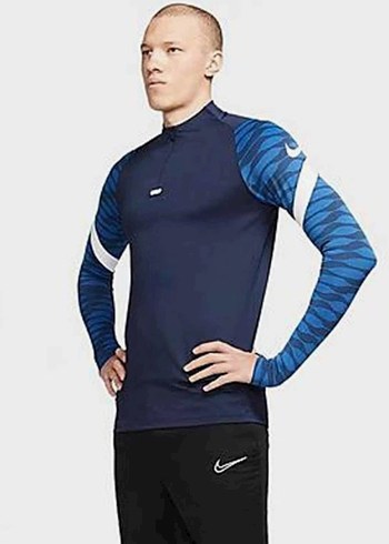 Nike Nike Erkek Uzun Kollu Spor Üst, Mavi Batik Desenli