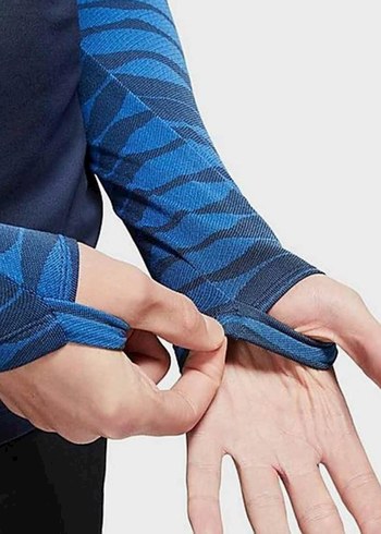 m Beden Nike Erkek Uzun Kollu Spor Üst, Mavi Batik Desenli