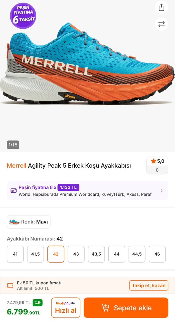 Merrell Erkek Renkli Spor Koşu Ayakkabısı - Görsel 2