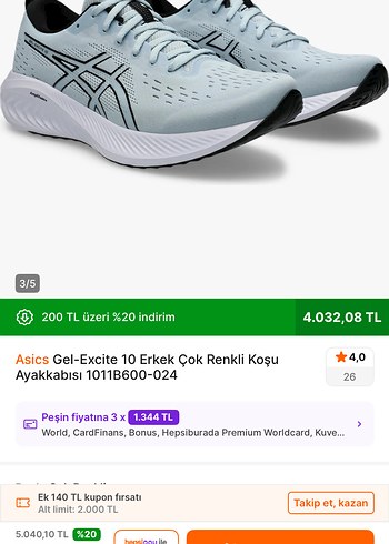 Asics Gel-Excite 10 Erkek Gri Koşu Ayakkabısı - Görsel 2