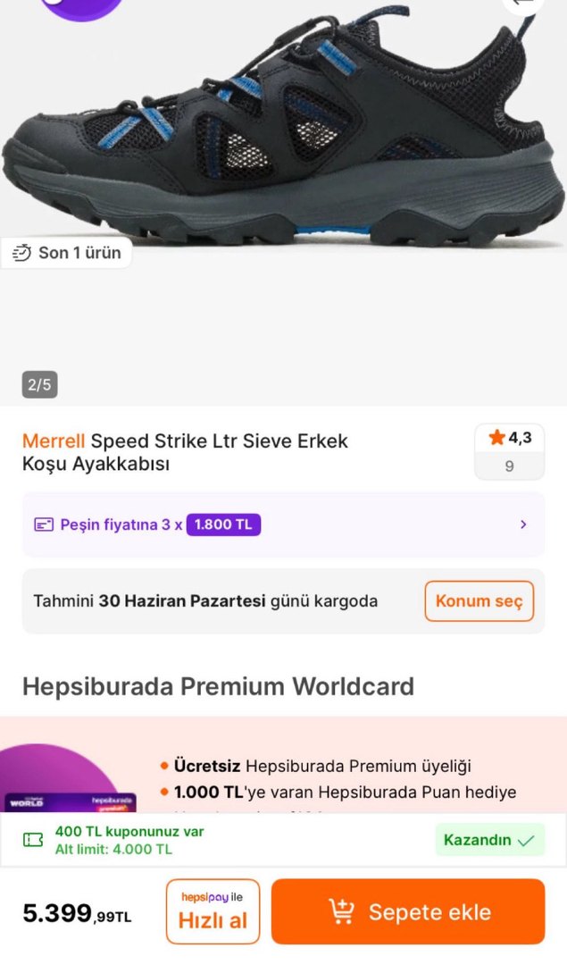 Merrell Erkek Lacivert Outdoor Ayakkabı(43,5) numaradır - Görsel 5