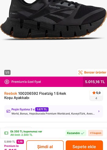 Reebok floatzig 1 Siyah Bağcıklı Erkek Spor Ayakkabı - Görsel 5