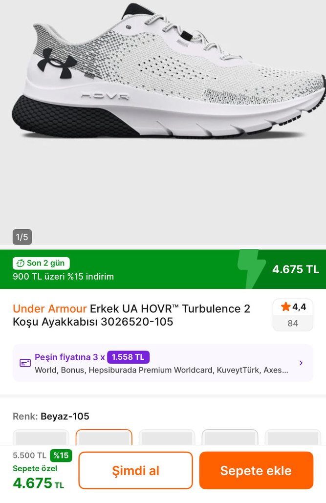 UNDER ARMAUR HOVR TURBULENCE 2 - Görsel 3