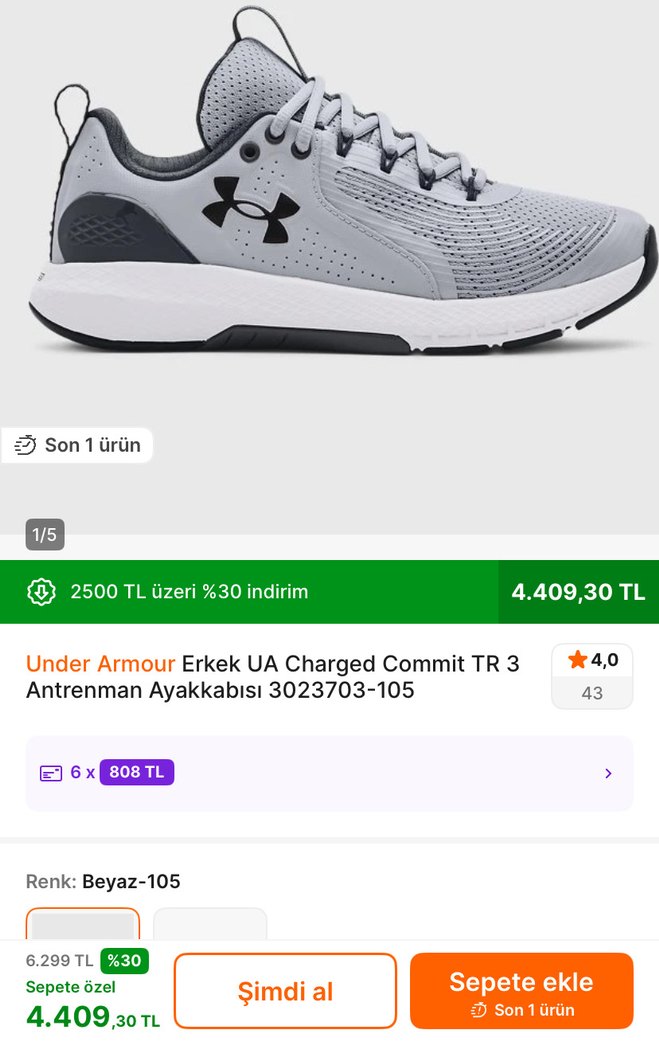 UNDER ARMAUR CHARGED COMMİT 3 - Görsel 2