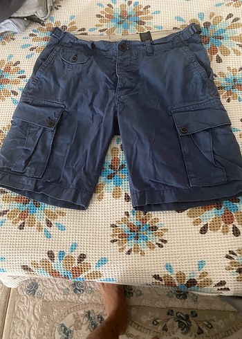 H&M Erkek Koyu Mavi Kargo Şort