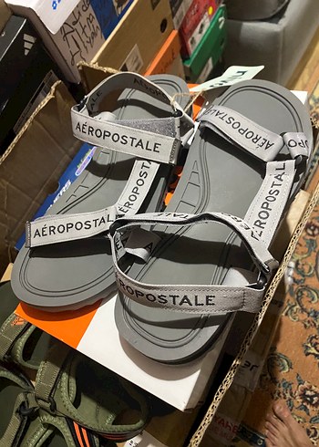 AEROPOSTALE Gri Baskılı Dolgulu Bantlı Erkek Sandalet - Görsel 6