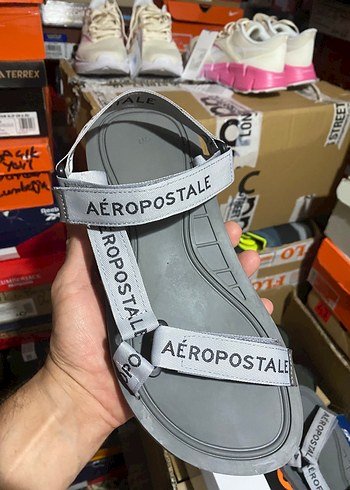 AEROPOSTALE Gri Baskılı Dolgulu Bantlı Erkek Sandalet - Görsel 2