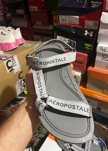 AEROPOSTALE Gri Baskılı Dolgulu Bantlı Erkek Sandalet - Görsel 4