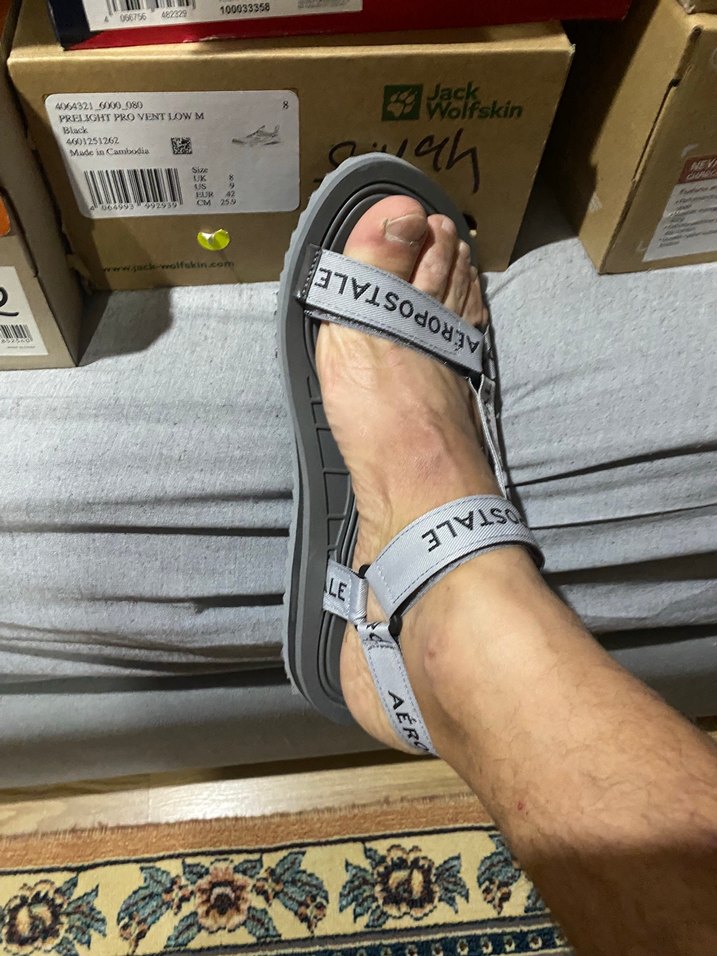 AEROPOSTALE Gri Baskılı Dolgulu Bantlı Erkek Sandalet - Görsel 3