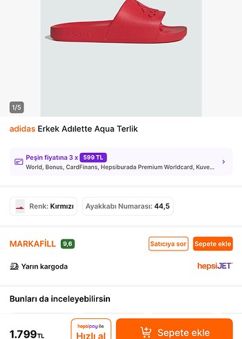 adidas Erkek Kırmızı Adilette Aqua Terlik