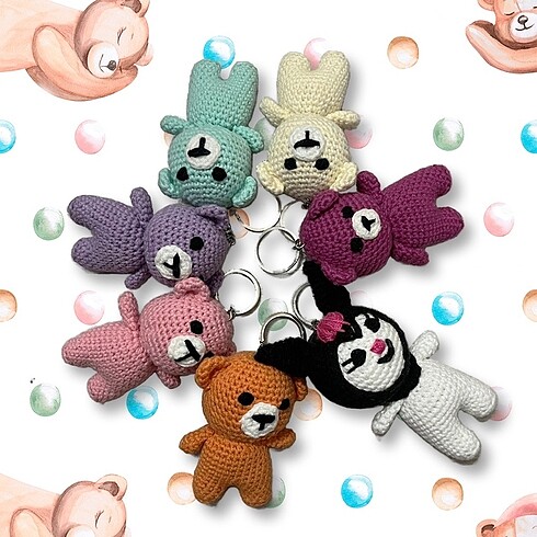 Örgü Çanta Anahtarlık-Charm-Amigurumi-Ayıcık-Kuromi