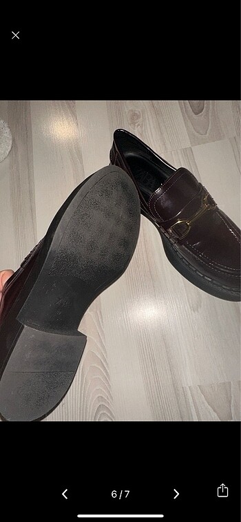 39 Beden bordo Renk Zara Loafer