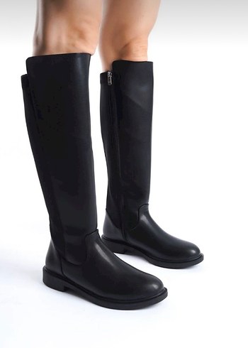 Siyah Dizüstü fermuarlı Kadın Çizme - Görsel 2