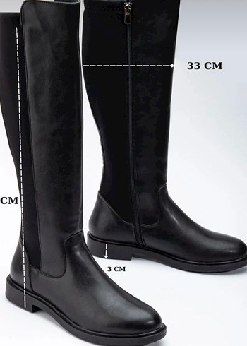Siyah Dizüstü fermuarlı Kadın Çizme - Görsel 3