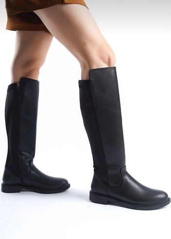 Siyah Dizüstü fermuarlı Kadın Çizme - Görsel 4