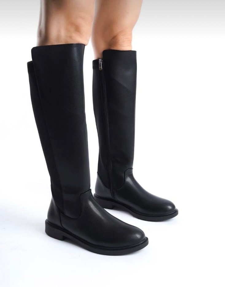Siyah Dizüstü fermuarlı Kadın Çizme - Görsel 2