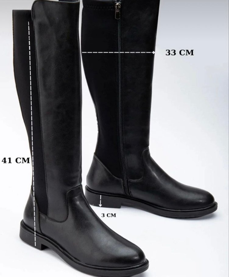 Siyah Dizüstü fermuarlı Kadın Çizme - Görsel 3