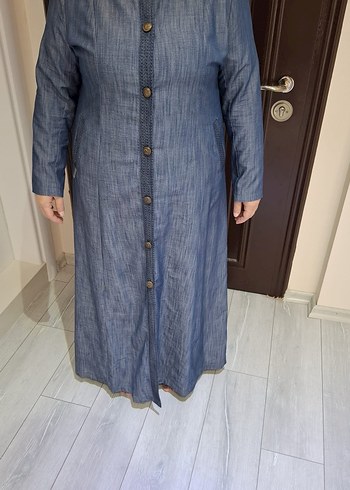 48 Beden lacivert Renk Düğmeli Uzun Denim Hamile Ceketi