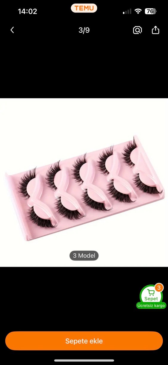 3 Model Pembe Takma Kirpik Seti - Görsel 2