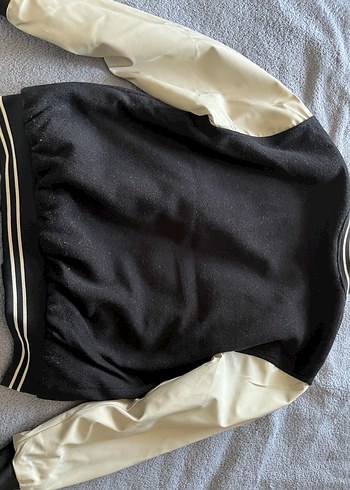 Diğer Düğmeli Siyah Baskılı Kadın Bomber Ceket