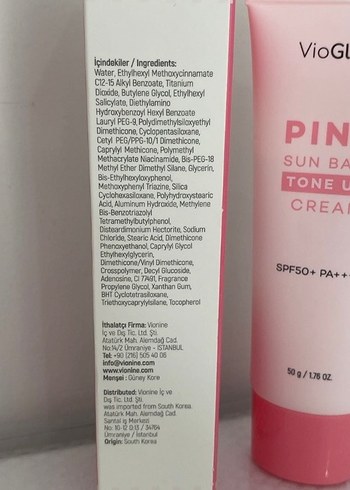 VioGlam Pembe Tonlu Güneş Koruyucu Krem SPF50 - Görsel 2