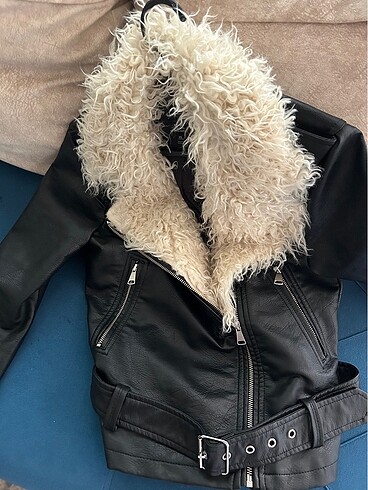 Mavi Jeans Mavi Marka Peluş yaka deri ceket