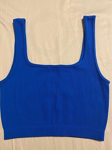 Zara Mavi Fitilli Askılı Crop Zara