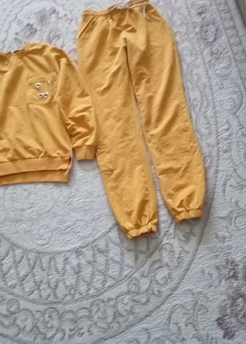 Sarı Kız Çocuk Salaş Sweatshirt ve Eşofman Takımı - Görsel 4