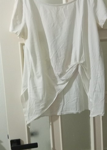 Beyaz Keten Hamile Tişörtü - Görsel 3