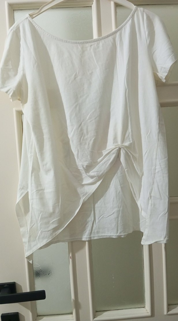 Beyaz Keten Hamile Tişörtü - Görsel 2