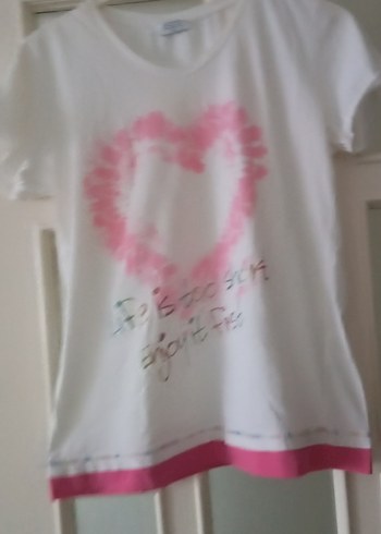 Pembe Baskılı Pamuklu Hamile Tişörtü - Görsel 3