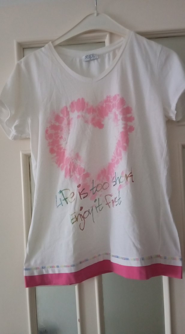 Pembe Baskılı Pamuklu Hamile Tişörtü - Görsel 5