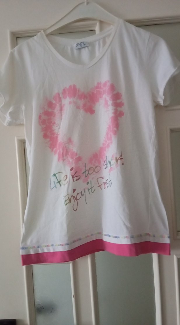 Pembe Baskılı Pamuklu Hamile Tişörtü - Görsel 2