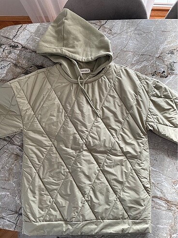 s Beden camel Renk Manuka çağla yeşili kapitone yağmurluk/sweatshirt